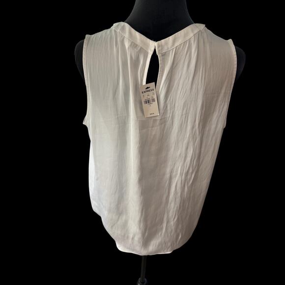 Express Women's white Sleeveless Top Size Large Side tie detail NWT - Picture 2 of 4